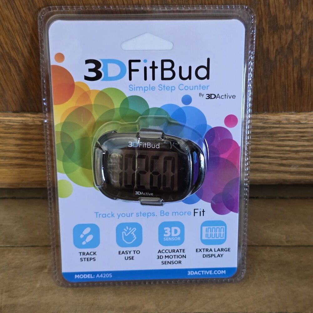 3D Fitbud Simple Step Counter Walking 3D Pedometer with Clip and Lanyard A420S